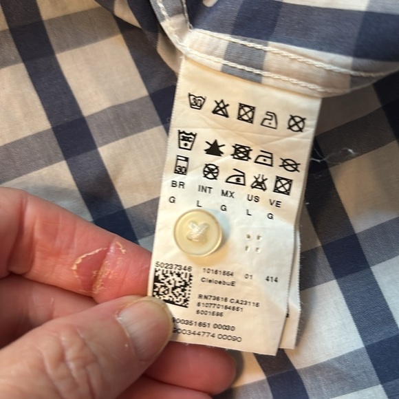 Hugo boss, orange blue casual dress shirt size large - Picture 3 of 4